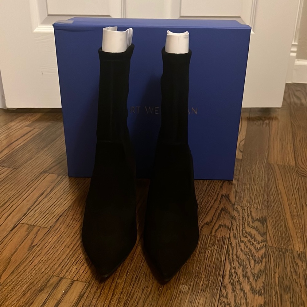 Brand New Stuart Weitzman with box and dust bag. Size 9.5 black heel boots